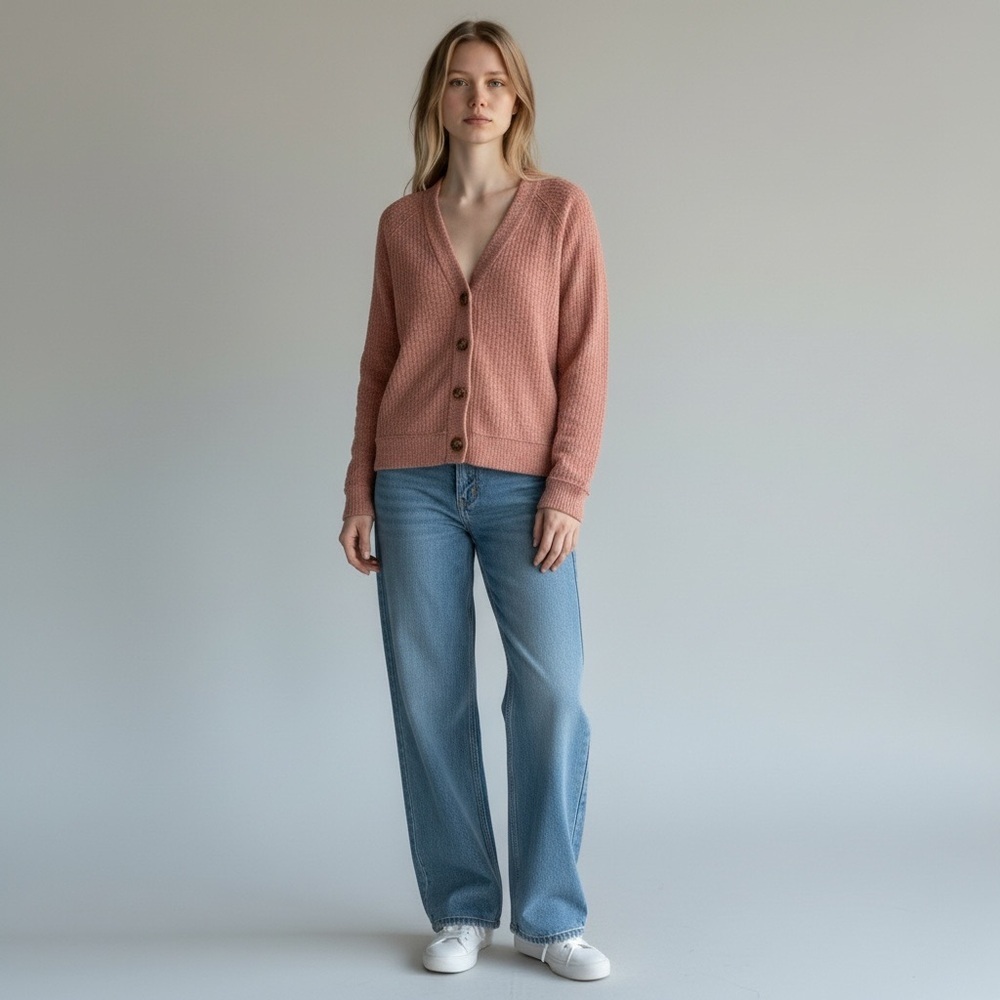 Vince Camuto persimmon peach cardigan Comfortable Cotton Loungewear cottagecore - Picture 6 of 11